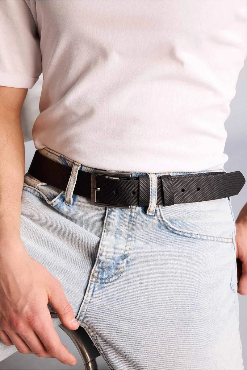 Defacto  Man Rectangle Clasp Faux Leather Jean Belt for Men | Best Price UAE