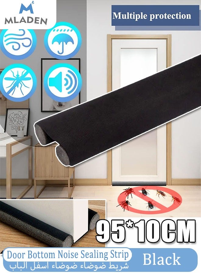 MLADEN Double Door Draft Stopper Weather Stripping Noise Blocker Window Breeze Blocker Foamed Cotton Door Bottom Noise Reduction Sealing Strip 93 Cm Black - Image 1
