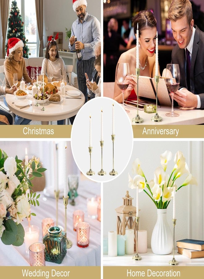 Tunyet Candlestick Holders 4 Sets(12 Pcs), Gold Candle Holders with Anti-Slip Pad, Metal Taper Candle Holder, Candle Holder for Wedding Fireplace Mantel Housewarming Gift - Image 4