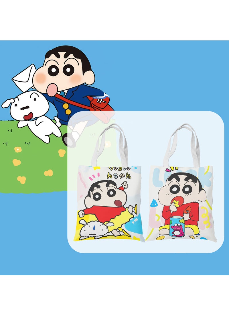 Generic Cartoon crayon small new double-sided printed pattern canvas bag, tote bag, shopping bag, shoulder bag, reusable eco-friendly bag  - Image 1