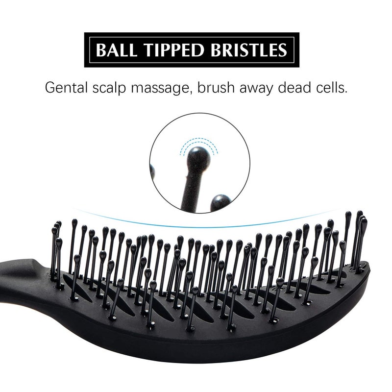 FIXBODY Curved Vent Hair Brush for Blow Drying, Styling and Solon, Detangling Hair Brush for Short Thick Tangles Hair, Both Men and Women, Black - Image 5