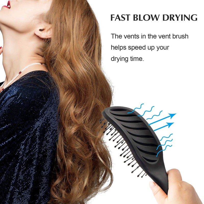 FIXBODY Curved Vent Hair Brush for Blow Drying, Styling and Solon, Detangling Hair Brush for Short Thick Tangles Hair, Both Men and Women, Black - Image 3
