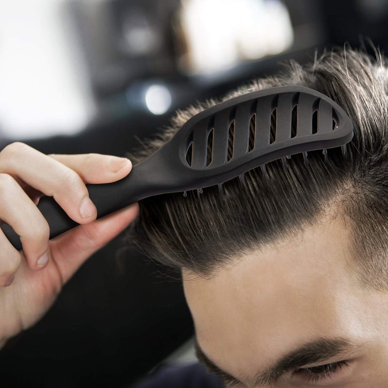FIXBODY Curved Vent Hair Brush for Blow Drying, Styling and Solon, Detangling Hair Brush for Short Thick Tangles Hair, Both Men and Women, Black - Image 4