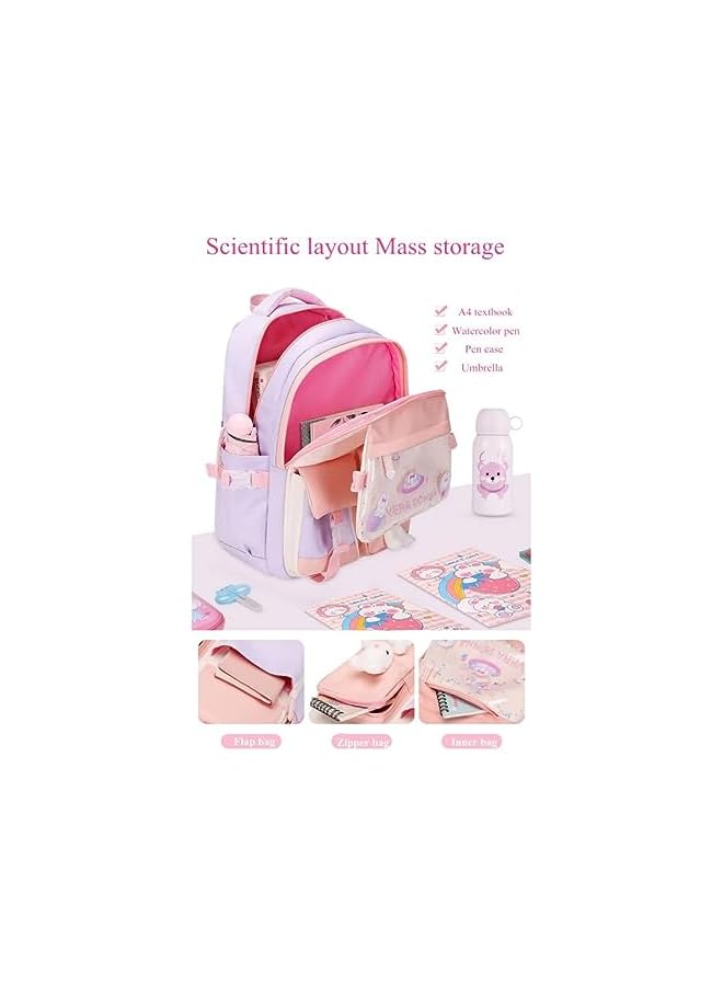 PYEBE Kids Backpacks For Girls, Kawaii Backpack, Cute Bunny School Bag For Kindergarten And Elementary - Image 3