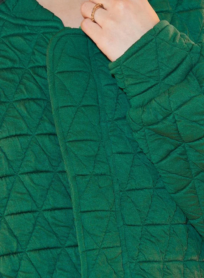 Take Two Textured Oversized Geo Pattern Zipper Up Coat