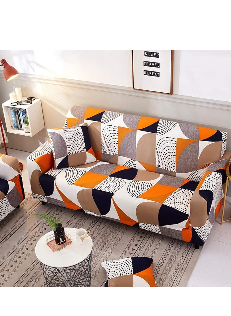 KASTWAVE Couch Covers for 3 Cushion Stretch Sofa Covers Slipcovers Fitted Furniture Protector Printed Sofa Cover Stylish Fabric Couch Cover with 1 Pillowcases (3-Seater 190-230cm) - Image 1