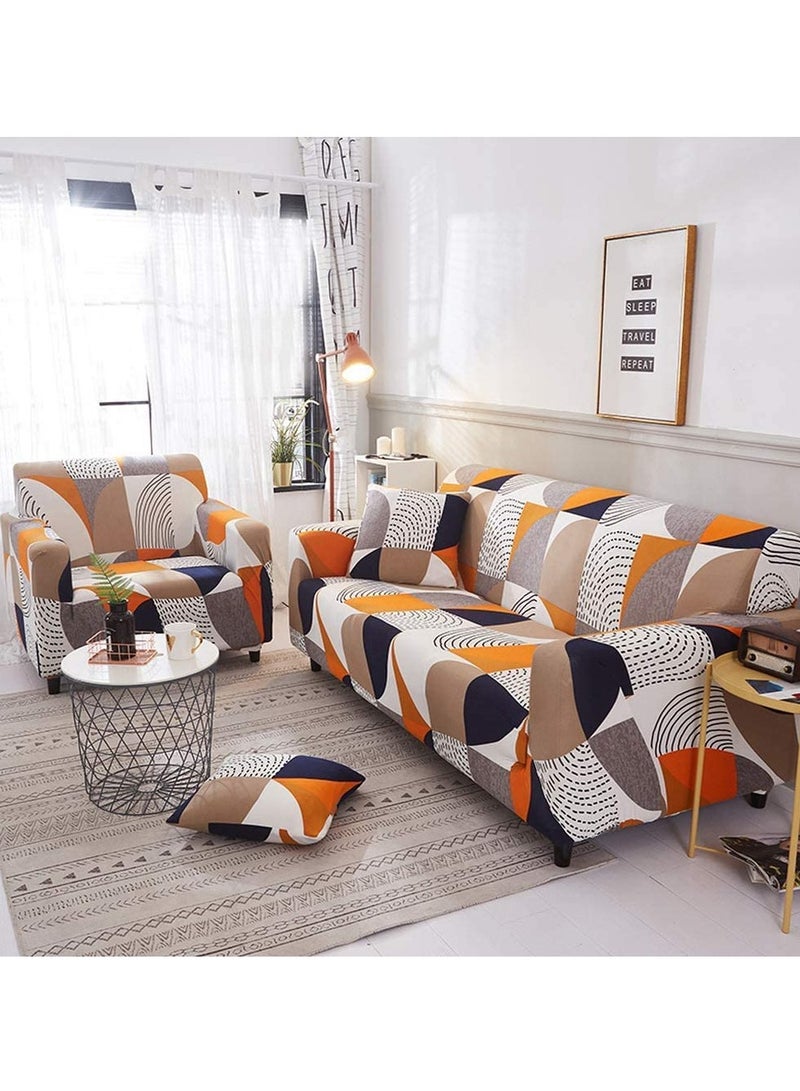 KASTWAVE Couch Covers for 3 Cushion Stretch Sofa Covers Slipcovers Fitted Furniture Protector Printed Sofa Cover Stylish Fabric Couch Cover with 1 Pillowcases (3-Seater 190-230cm) - Image 5