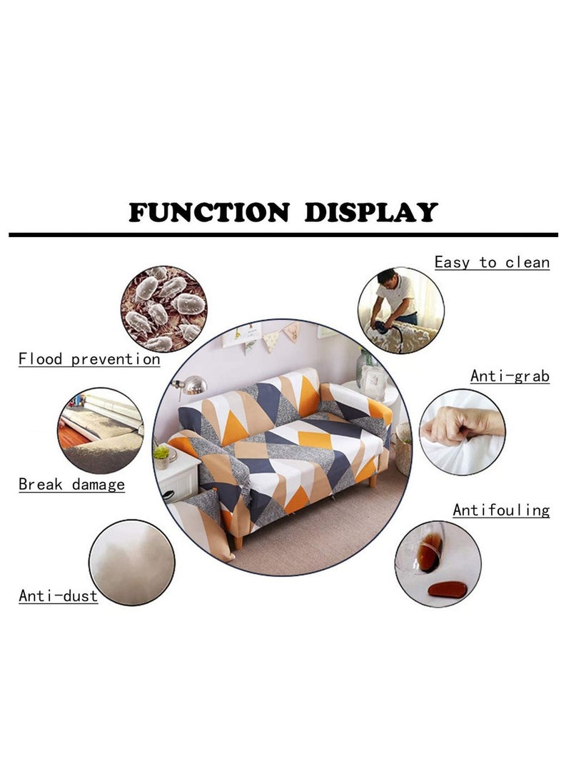 KASTWAVE Couch Covers for 3 Cushion Stretch Sofa Covers Slipcovers Fitted Furniture Protector Printed Sofa Cover Stylish Fabric Couch Cover with 1 Pillowcases (3-Seater 190-230cm) - Image 3
