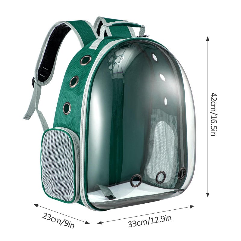 Transparent Bubble Cat Backpack Space Capsule Pet Carrier Backpack With Hard Shell Dome Breathable Mesh And Padded Straps Hands Free Travel Cat Bag Carrier Green - Image 2