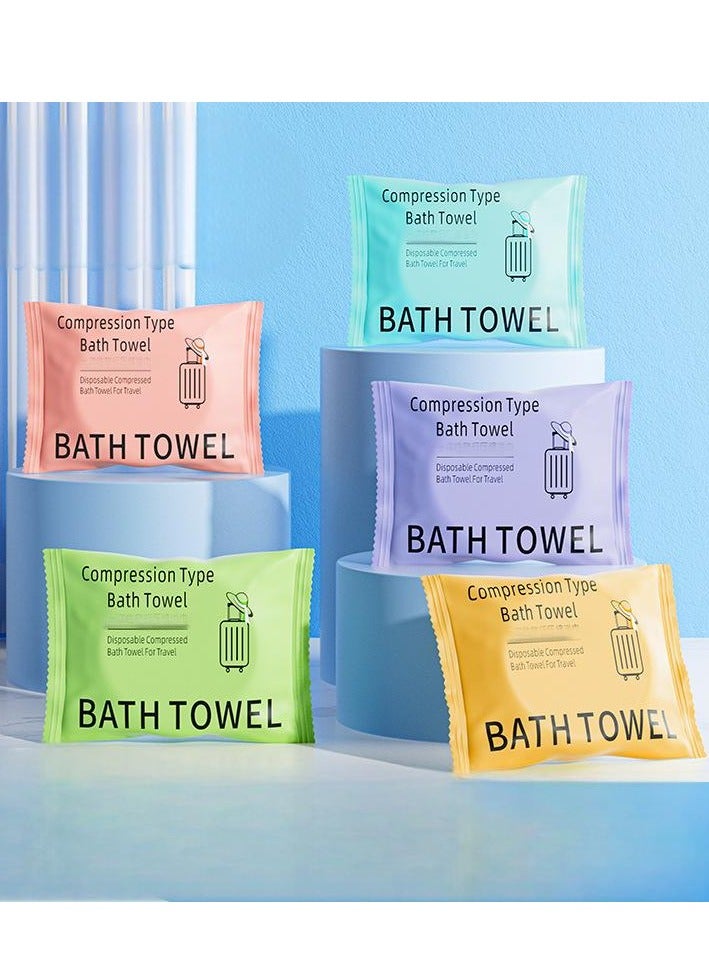 5 عبوات من مناشف الحمام البيضاء المضغوطة ذات الاستخدام الواحد 70*140 سم، ضرورية للمنزل والفندق والسفر والنزهات (5 عبوات بيضاء) - Image 1