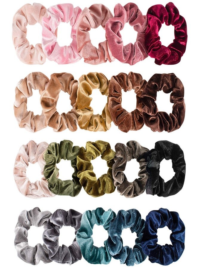 Whaline Hair Scrunchies Velvet Hair Bobble Elastics Hair Bands Soft Hair Ties for Girls, Women (20 Colors) - Image 1