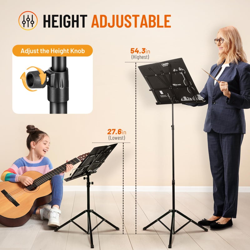 CAHAYA 2 in 1 Dual Use Extra Stable Reinforced Folding Sheet Music Stand & Desktop Book Stand Lightweight Portable Adjustable with Carrying Bag, Metal Music Stand with Music Sheet Clip Holder CY0204 - Image 5