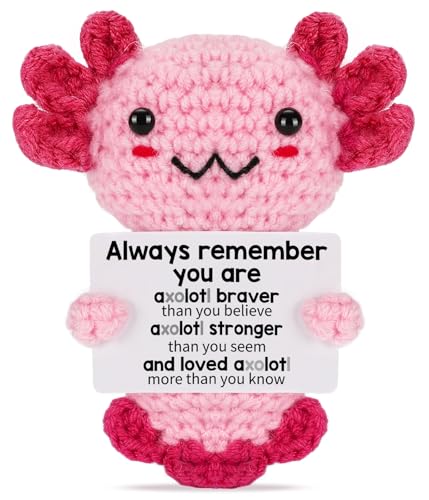 Weming Easter Basket Stuffers for Teen Girls Handmade Crochet Axolotl Emotional Support Plush Positive Gifts for Friend Women Coworker Trendy Desk Dcor - Image 1