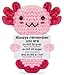 Weming Easter Basket Stuffers for Teen Girls Handmade Crochet Axolotl Emotional Support Plush Positive Gifts for Friend Women Coworker Trendy Desk Dcor - Image 3