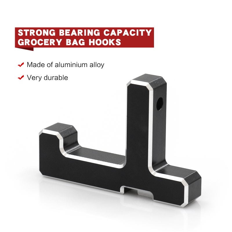 Aluminum Trunk Grocery Bag Hooks 2pcs T Shape Durable Aluminum Construction Trunk Organizer Hooks - Enhanced Organization Grocery Bag Holders for Ford Bronco 2021-2023 2-Door 4-Door Interior - Image 5