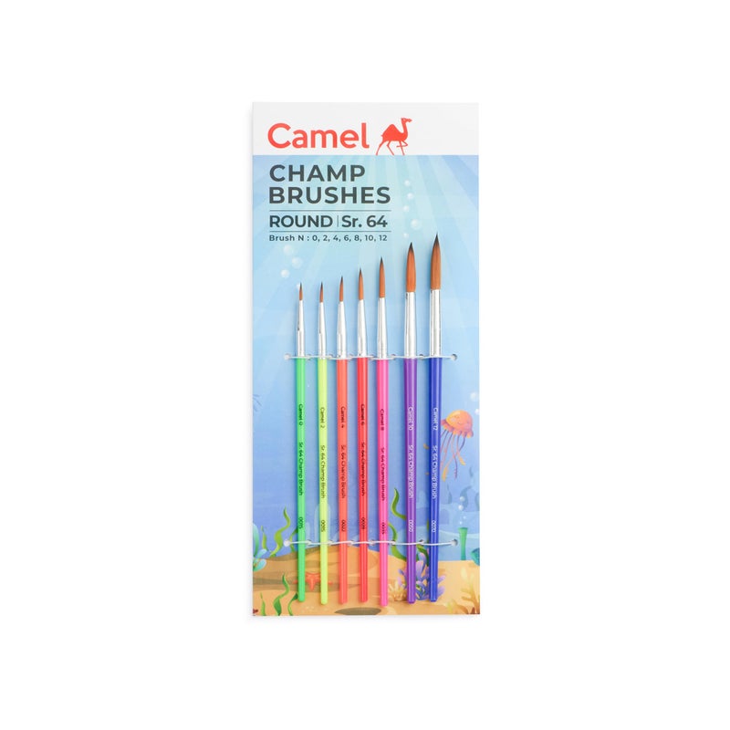 camel Camlin Champ Round Brush Set - Pack of 7 (Multicolor) - Image 5