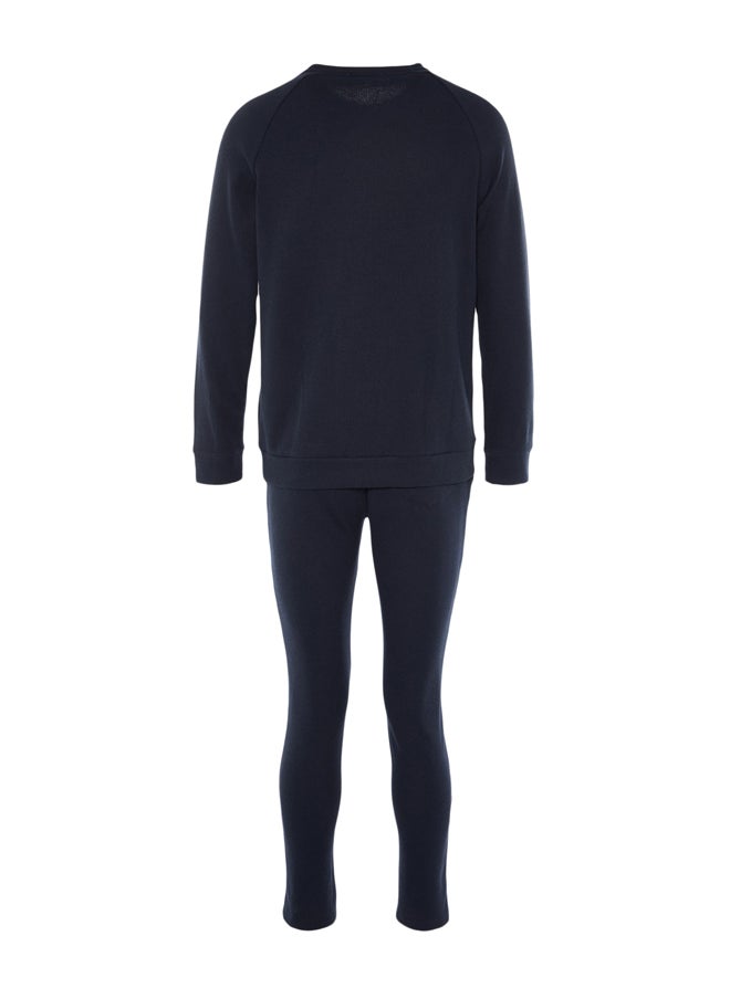trendyol - Men's Navy Blue Regular Fit Waffle Knitted Pajamas Set - Image 1
