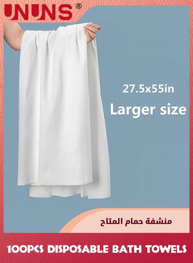 UNUNS Disposable Bath Towels,100-Count Guest Hair Towels,Bathroom Shower Body Towel For Travel Hotel Business Trip Camping Spa,Absorbent Quick Dry,Large Size 70x30cm,White  - Image 5