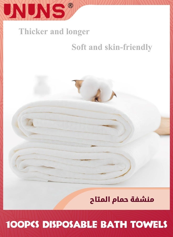 UNUNS Disposable Bath Towels,100-Count Guest Hair Towels,Bathroom Shower Body Towel For Travel Hotel Business Trip Camping Spa,Absorbent Quick Dry,Large Size 70x30cm,White  - Image 4