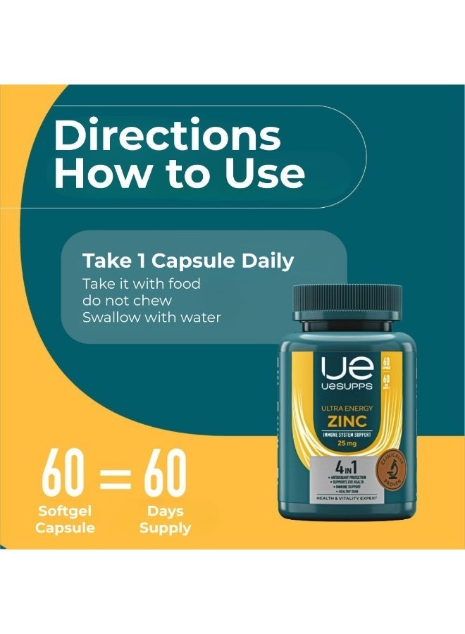 جي ام بي مكمل غذائي سترات الزنك من يو سابس | تركيبة فائقة الطاقة مع زنك متوفر بيولوجيًا لتلبية الاحتياجات اليومية من المعادن، ودعم وظائف الخلايا، ومضادات الأكسدة | كبسولات جيلاتينية نباتية | 60 كبسولة جيلاتينية - Image 4