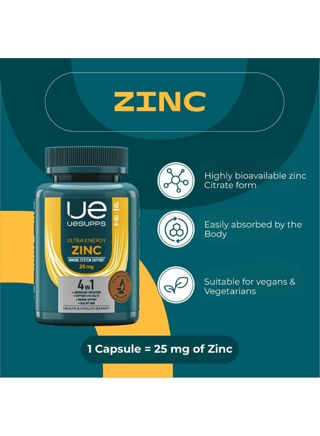 جي ام بي مكمل غذائي سترات الزنك من يو سابس | تركيبة فائقة الطاقة مع زنك متوفر بيولوجيًا لتلبية الاحتياجات اليومية من المعادن، ودعم وظائف الخلايا، ومضادات الأكسدة | كبسولات جيلاتينية نباتية | 60 كبسولة جيلاتينية - Image 3