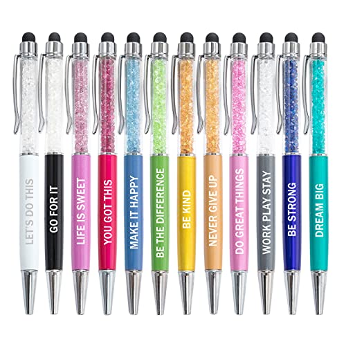 PASISIBICK 12 Pieces Crystal Stylus Employee Appreciation Pens, 2 in 1 Inspirational Greeting Motivational Ballpoint Pens for Christmas Appreciation Gift(12 Colors) - Image 4