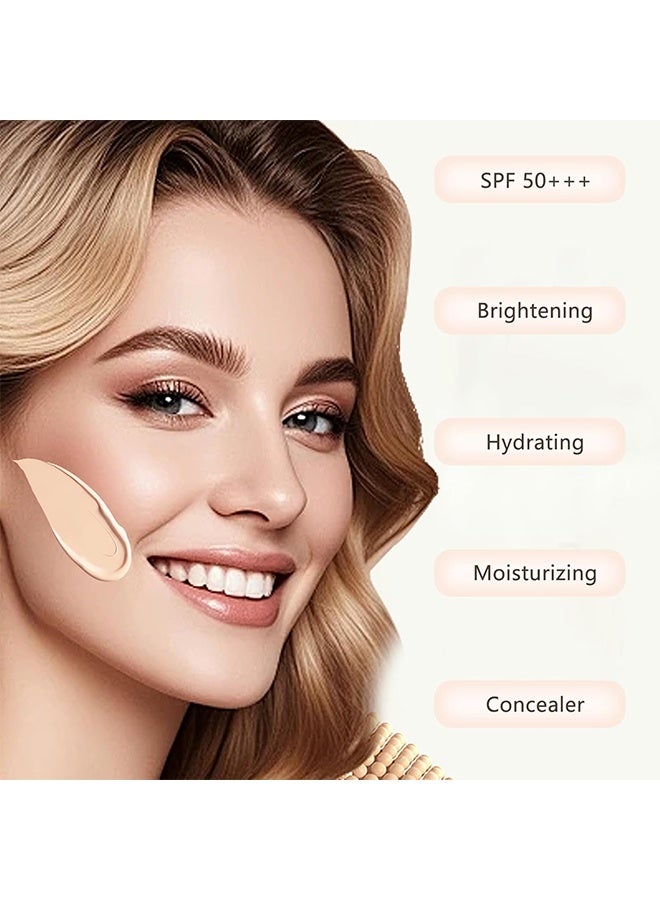 OCHEAL BB Liquid Foudation,BB Cream with SPF 50+++, Full Coverage Tinted Moisturizer with Buildable Concealer Powder Foundation, Oil-Free, Hydrating & Matte Finish | Vegan, Cruelty-Free, for All Skin Types - 02#Nature - Image 3