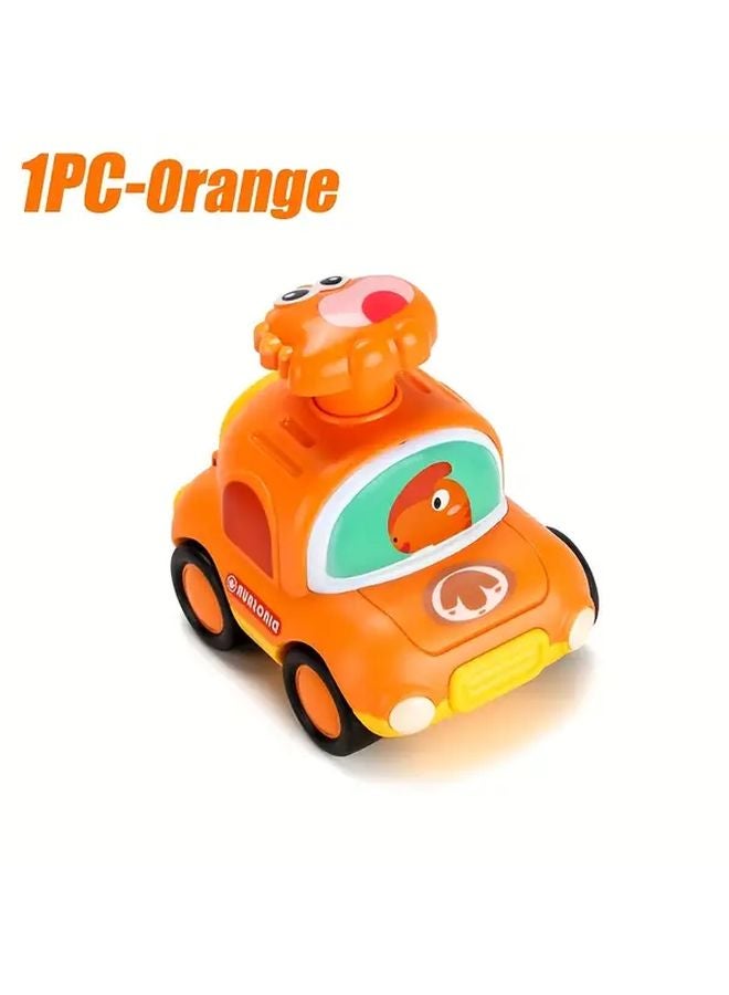 دليل سيارة لعبة ديناصور برتقالي تاكسي بقوة الاحتكاك للمهارات الحركية للأولاد هدية - Image 1