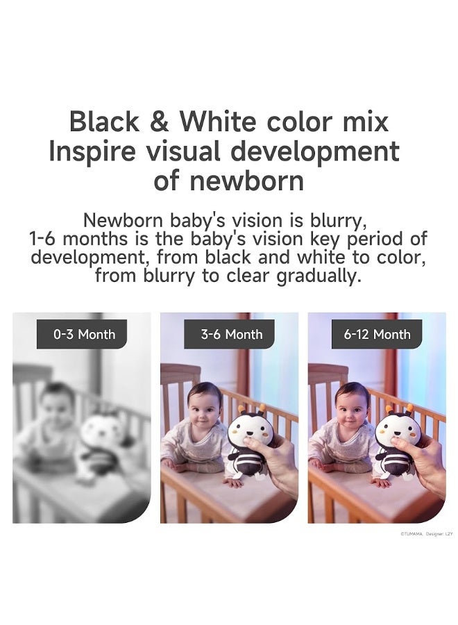 TUMAMA TUMAMA Black and White Baby Toys for 3 6 9 12 Months,Plush Hanging Rattles,Newborn Stroller Toys for Boys and Girls,4 Pack  - Image 1