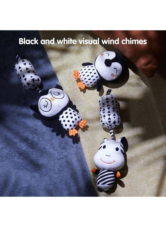 TUMAMA TUMAMA Black and White Baby Toys for 3 6 9 12 Months,Plush Hanging Rattles,Newborn Stroller Toys for Boys and Girls,4 Pack  - Image 5