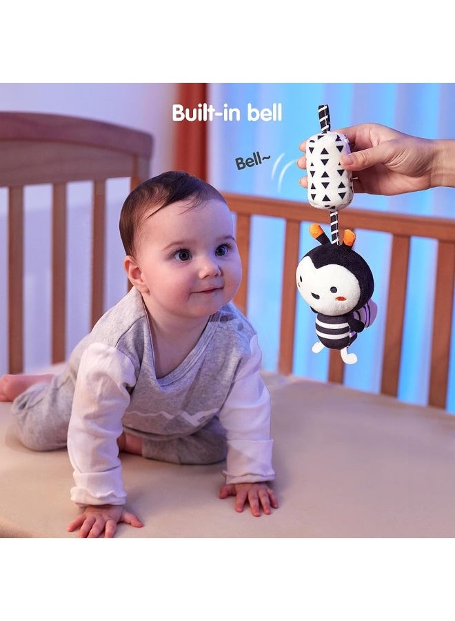 TUMAMA TUMAMA Black and White Baby Toys for 3 6 9 12 Months,Plush Hanging Rattles,Newborn Stroller Toys for Boys and Girls,4 Pack  - Image 2