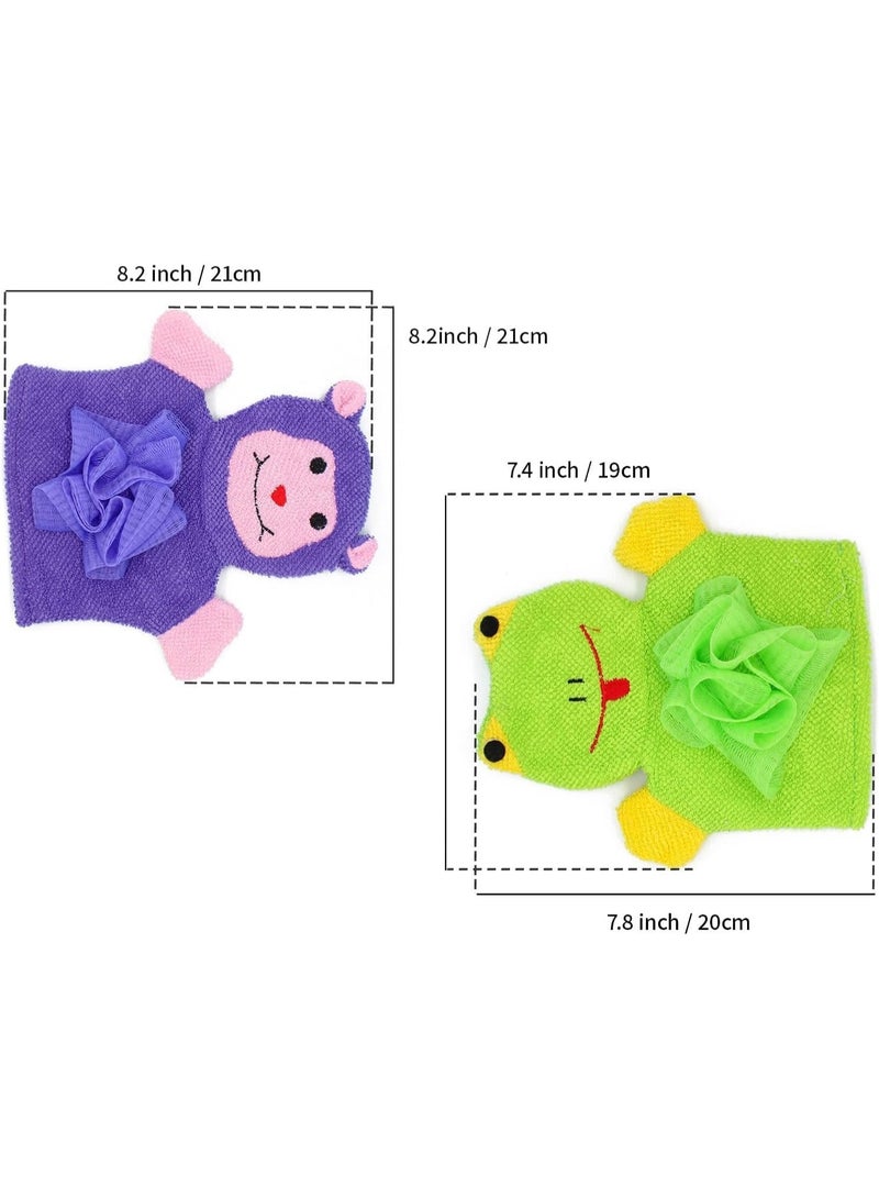2 Pcs Bath Sponge Loofah for Kids, Children Shower Washing Exfoliating Gloves, Stay Clean Bath Towel, Cartoon Animal Shapes, Easy to Use, for Kitchen, Bathroom and Other Daily Life - Image 2