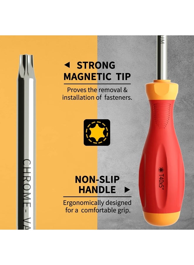 XOOL Torx Screwdriver Set, 12 in 1 Magnetic Torx Screwdrivers with T5 T6 T7 T8 T9 T10 T15 T20 T25 T27 T30 T40 Star Screwdrivers Set for Repair Domestic appliances, Furniture, Automobile - Image 2