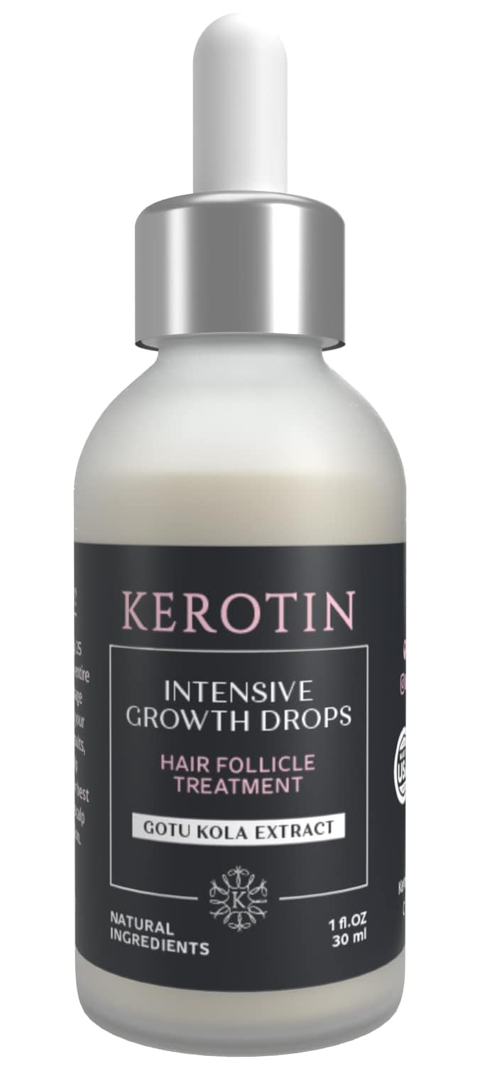 Kerotin Hair Growth Serum with Castor Oil for Hair Loss in Women DHT Blocker Promotes Scalp Care  Thicker Fuller Hair Thickening Drops Natural Sulfate  Cruelty Free Made in USA