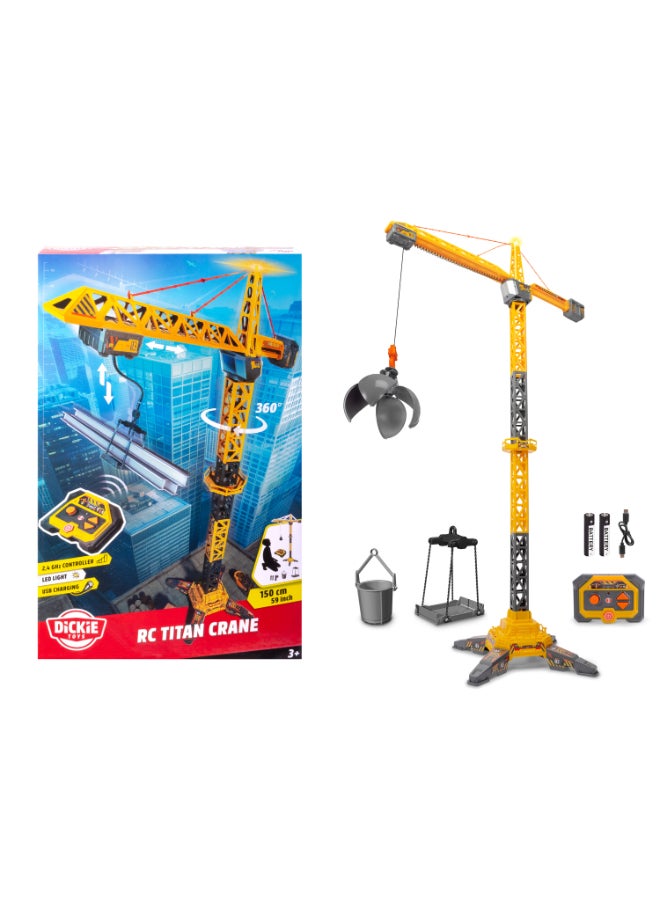 Dickie Item 203729023-Dickie Toys - RC Titan Crane (150 cm) - Remote Controlled Toy Crane with 360° Rotation and Interactive Accessories, Play Crane with Remote Control and Light for Children from 3 Years, - Image 1