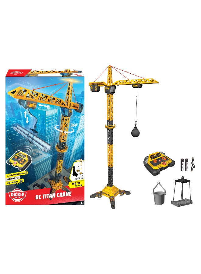 Dickie Item 203729023-Dickie Toys - RC Titan Crane (150 cm) - Remote Controlled Toy Crane with 360° Rotation and Interactive Accessories, Play Crane with Remote Control and Light for Children from 3 Years, - Image 2