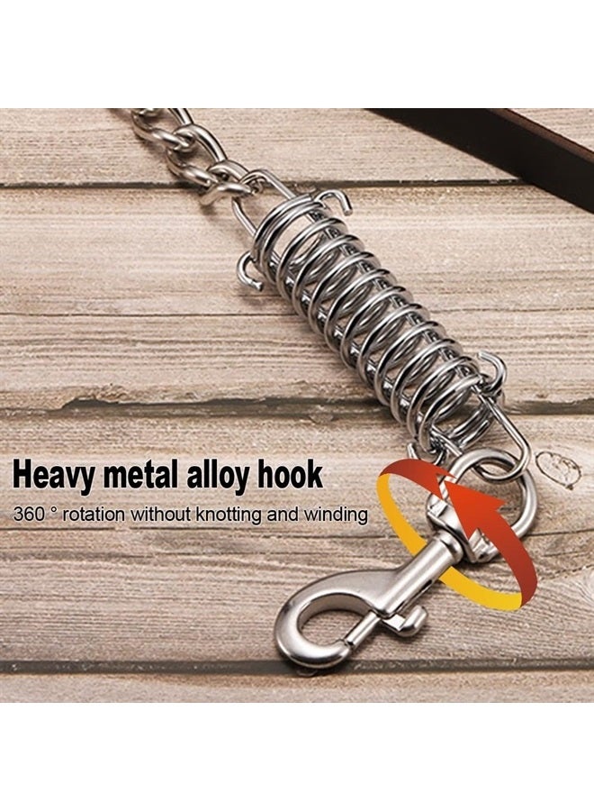 DONGKER Dog Chain Lead, 21.6" Leather Short Dog Traffic Leash with Metal Alloy Hooks & Explosion-Proof Buffer Spring Design for Training Walking - Image 5