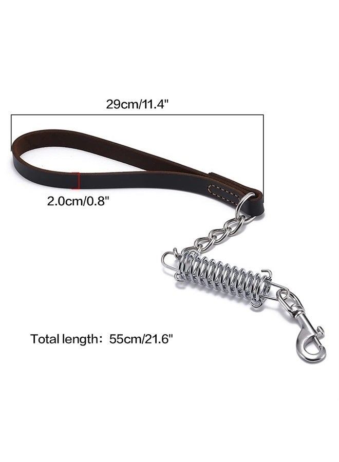 DONGKER Dog Chain Lead, 21.6" Leather Short Dog Traffic Leash with Metal Alloy Hooks & Explosion-Proof Buffer Spring Design for Training Walking - Image 4