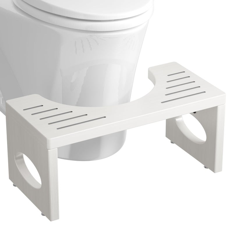 ROMGUAR CRAFT 7 Inch Bamboo Toilet Stool Foldable Poop Stool Bathroom Step Stool Squat White