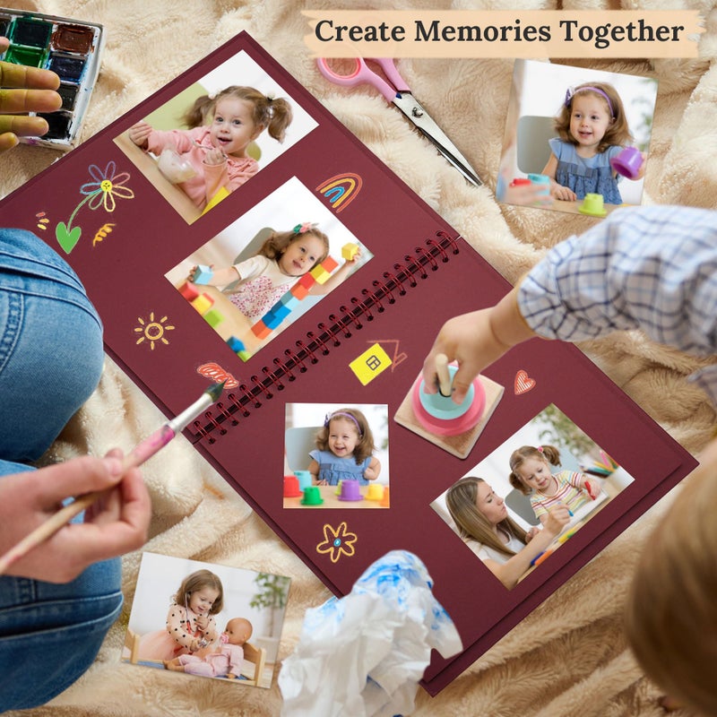 Hiwhy Scrapbook 7x7 Inch DIY Scrapbook Album Hardcover Kraft Paper Scrap Book Photo Albums 40 Pages Perfect for 4x6 / 5x7 Photos Memory Book for Family, Wedding - Image 3