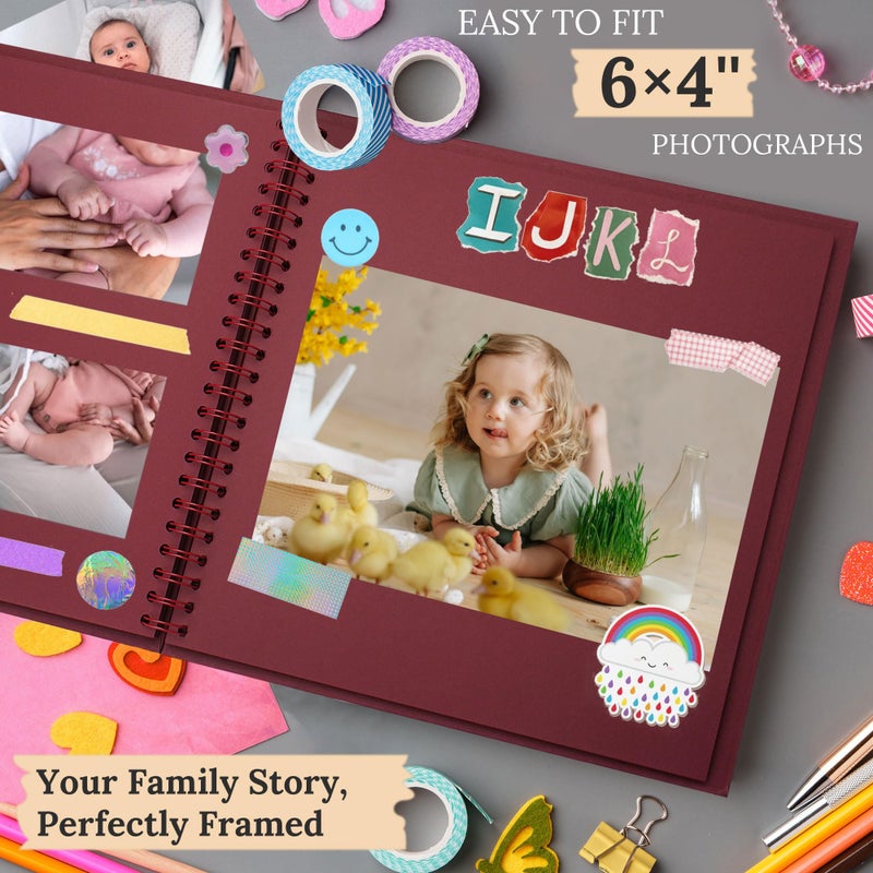 Hiwhy Scrapbook 7x7 Inch DIY Scrapbook Album Hardcover Kraft Paper Scrap Book Photo Albums 40 Pages Perfect for 4x6 / 5x7 Photos Memory Book for Family, Wedding - Image 5
