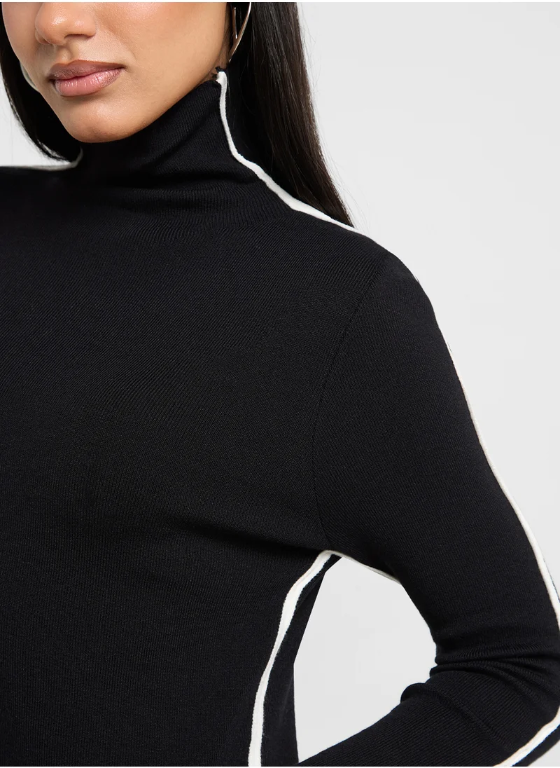ELLA Contrast Trim Turtle Neck