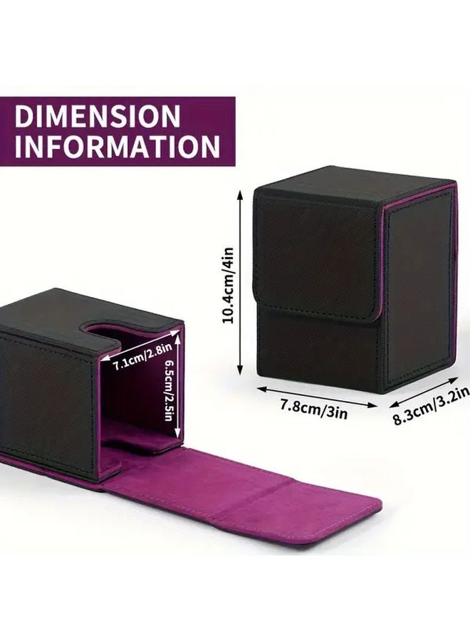 Black Purple Faux Leather Trading Card Box Holds 100 Plus Collectible TCG Cards - Image 3
