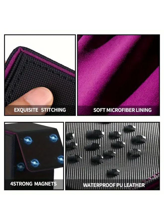 Black Purple Faux Leather Trading Card Box Holds 100 Plus Collectible TCG Cards - Image 5