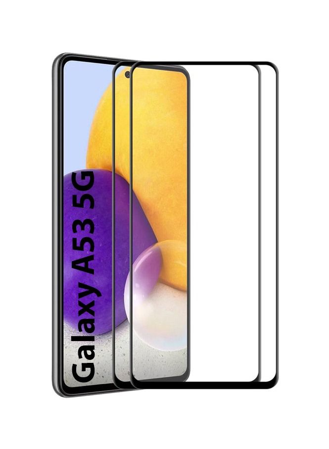 موكوم عبوتان من واقي الشاشة الزجاجي 9D لهاتف سامسونج جالاكسي A53 5G أسود / شفاف