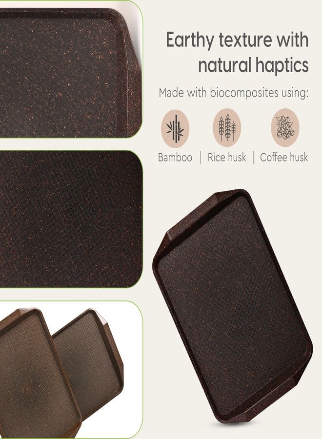 Eha Earth Friendly Servo Rectangular Trays For Serving - Set Of 2 | 17 Inch | Serving Tray Made With Coffee Husk & Rice Husk | Tray Set For Tea/Coffee/Snacks - Image 5