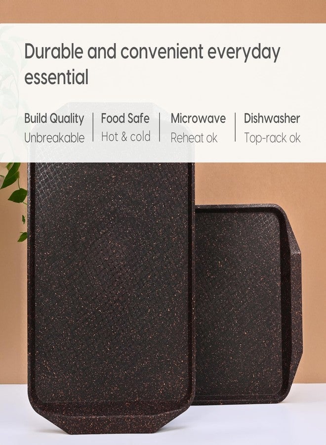 Eha Earth Friendly Servo Rectangular Trays For Serving - Set Of 2 | 17 Inch | Serving Tray Made With Coffee Husk & Rice Husk | Tray Set For Tea/Coffee/Snacks - Image 4