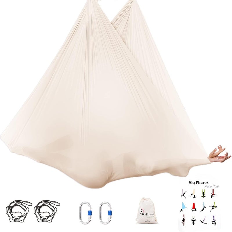 SKYPHAROS 5.5 Yards Aerial Silks Yoga Swing Set - Aerial Yoga Hammock Kit Anti-Gravity Flying for Fitness, Low/Non Stretch Nylon Tricot Fabric Hardware Included for Dance - Image 5