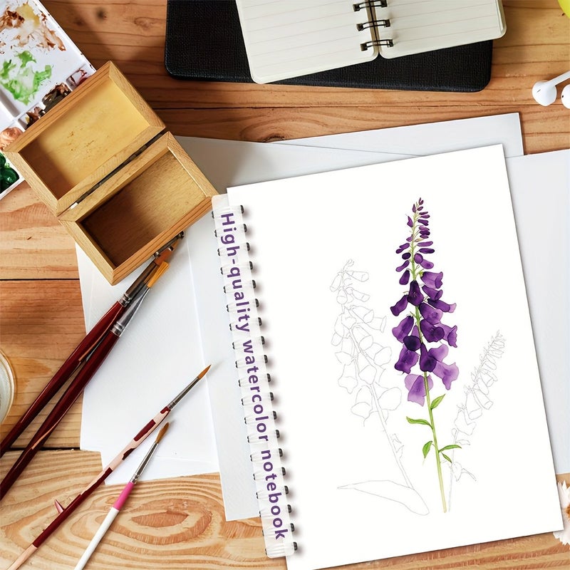 A5 Extra Thick 24 Sheet Spiral Bound Watercolor Sketchbook With High Quality Thick Cover For Drawing And Watercolor Painting Perfect For Artists And Art Students Artistic Cover Design Durable Binding - Image 4