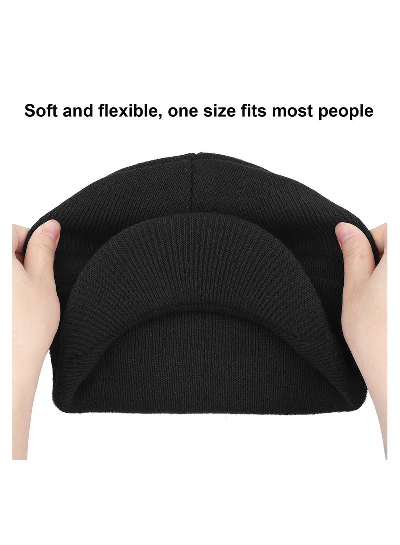 SYOSI Winter Hats for Men Women, Thick Warm Stylish Knit Beanie Hat, Soft Stretch Cute Womens Winter Hats with Visor Black  - Image 3